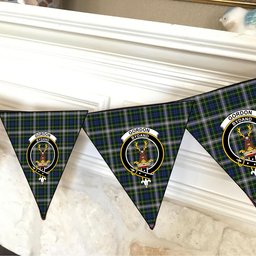 ScotsTee Shop Scottish Gordon Dress 2 Crest Tartan Triangle Flags Tartan Bunting, Pennants (12pcs)