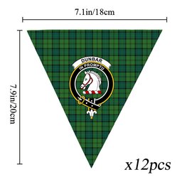 ScotsTee Shop Scottish Dunbar Hunting Modern Crest Tartan Triangle Flags Tartan Bunting, Pennants (12pcs)