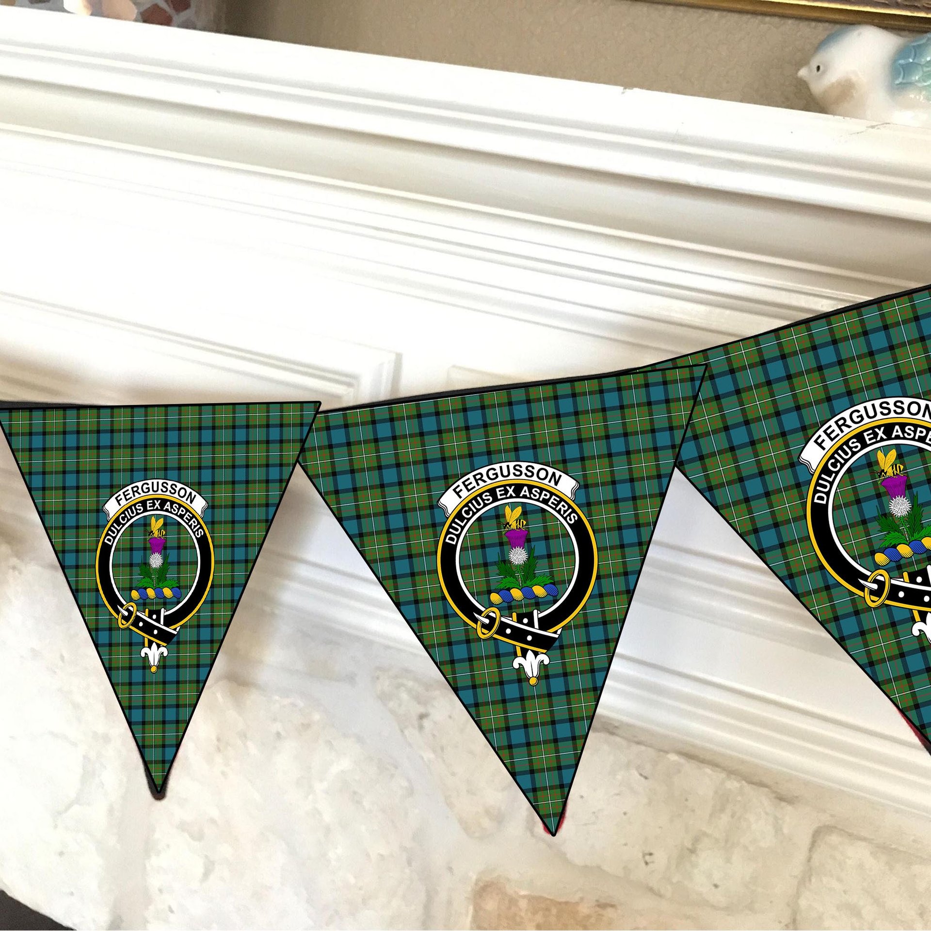 ScotsTee Shop Scottish Ferguson Ancient Clan Crest Tartan Triangle Flags Tartan Bunting, Pennants (12pcs)
