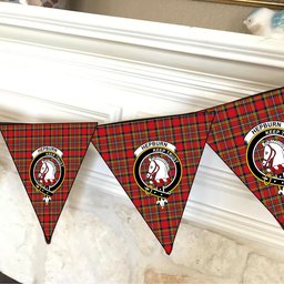 ScotsTee Shop Scottish Hepburn Modern Crest Tartan Triangle Flags Tartan Bunting, Pennants (12pcs)