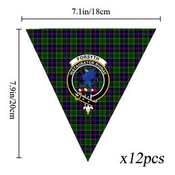 ScotsTee Shop Scottish Forsyth Modern Crest Tartan Triangle Flags Tartan Bunting, Pennants (12pcs)