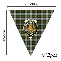ScotsTee Shop Scottish Gillies Dress Green Crest Tartan Triangle Flags Tartan Bunting, Pennants (12pcs)