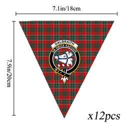 ScotsTee Shop Scottish Galbraith USA Modern Crest Tartan Triangle Flags Tartan Bunting, Pennants (12pcs)