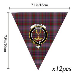 ScotsTee Shop Scottish Gordon Red 1819 Crest Tartan Triangle Flags Tartan Bunting, Pennants (12pcs)