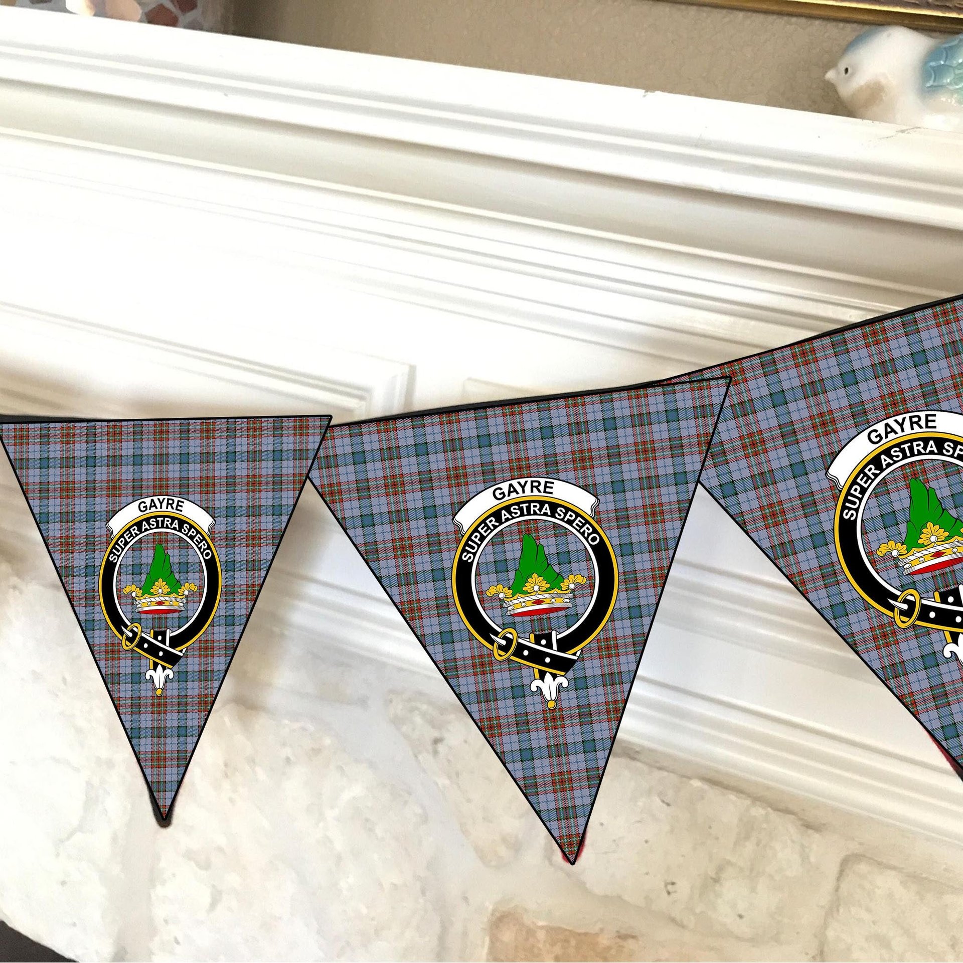 ScotsTee Shop Scottish Gayre Hunting Ancient Crest Tartan Triangle Flags Tartan Bunting, Pennants (12pcs)