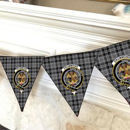 ScotsTee Shop Scottish Drummond Grey Modern Crest Tartan Triangle Flags Tartan Bunting, Pennants (12pcs)