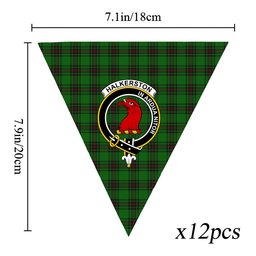ScotsTee Shop Scottish Halkerston Crest Tartan Triangle Flags Tartan Bunting, Pennants (12pcs)