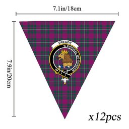ScotsTee Shop Scottish Gregor Hunting Modern Crest Tartan Triangle Flags Tartan Bunting, Pennants (12pcs)
