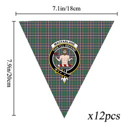 ScotsTee Shop Scottish MacFarlane Hunting Ancient Crest Tartan Triangle Flags Tartan Bunting, Pennants (12pcs)