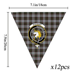 ScotsTee Shop Scottish Stewart of Appin Dress 1 Crest Tartan Triangle Flags Tartan Bunting, Pennants (12pcs)