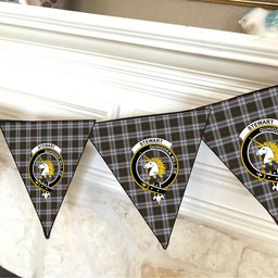 ScotsTee Shop Scottish Stewart of Appin Dress 1 Crest Tartan Triangle Flags Tartan Bunting, Pennants (12pcs)