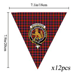 ScotsTee Shop Scottish McPherson Modern Crest Tartan Triangle Flags Tartan Bunting, Pennants (12pcs)
