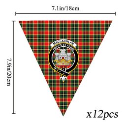 ScotsTee Shop Scottish MacLachlan Hunting Modern Crest Tartan Triangle Flags Tartan Bunting, Pennants (12pcs)