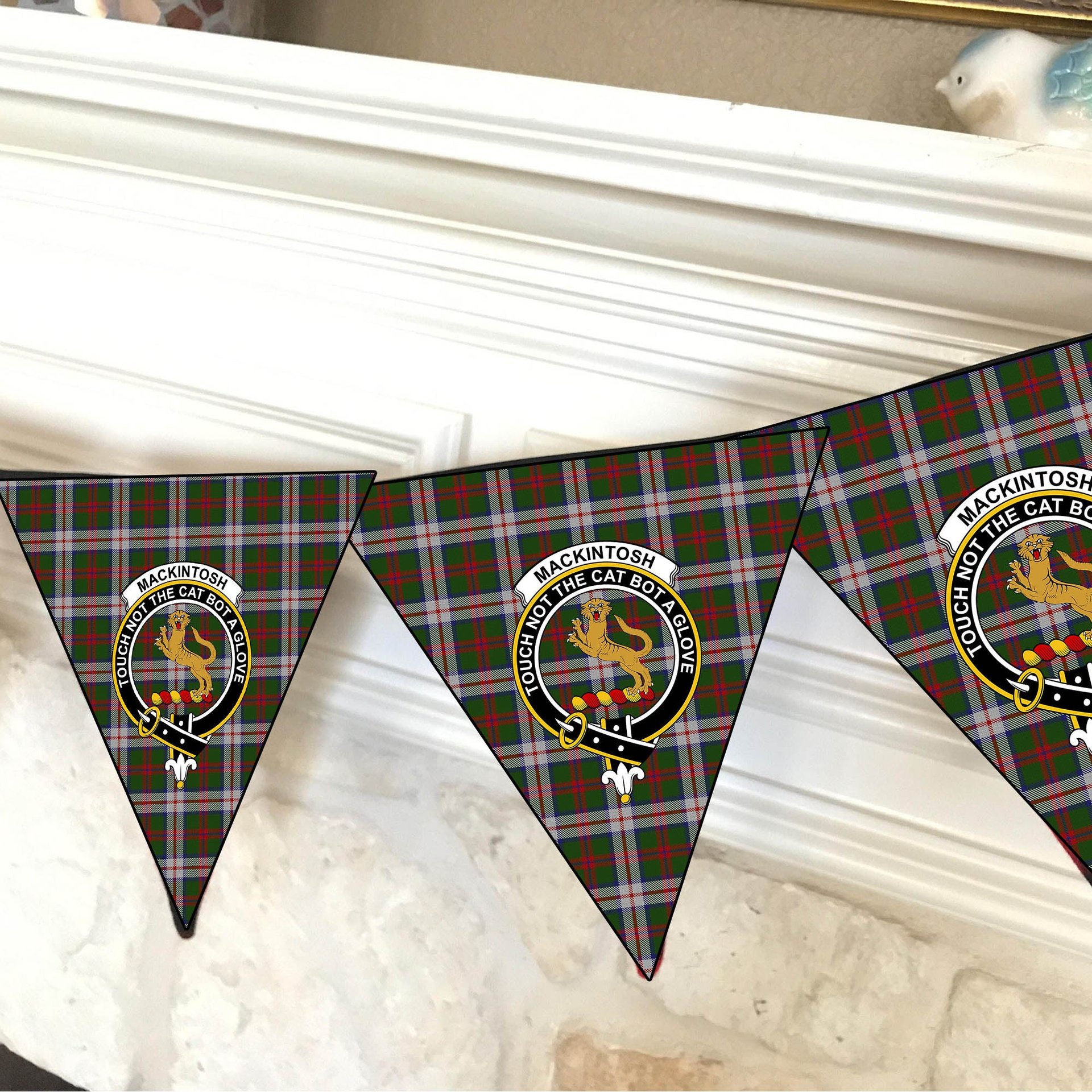 ScotsTee Shop Scottish MacKintosh Dress Scott Adie Crest Tartan Triangle Flags Tartan Bunting, Pennants (12pcs)