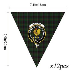 ScotsTee Shop Scottish Sinclair Hunting Crest Tartan Triangle Flags Tartan Bunting, Pennants (12pcs)