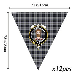 ScotsTee Shop Scottish Menzies Black Dress Crest Tartan Triangle Flags Tartan Bunting, Pennants (12pcs)