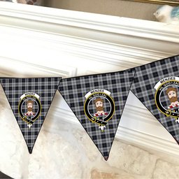 ScotsTee Shop Scottish Menzies Black Dress Crest Tartan Triangle Flags Tartan Bunting, Pennants (12pcs)