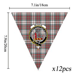 ScotsTee Shop Scottish McBain Dress Modern Crest Tartan Triangle Flags Tartan Bunting, Pennants (12pcs)