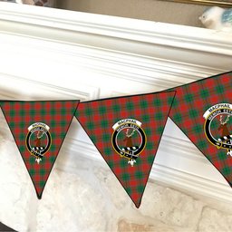 ScotsTee Shop Scottish MacPhail Blue Bands Ancient Crest Tartan Triangle Flags Tartan Bunting, Pennants (12pcs)