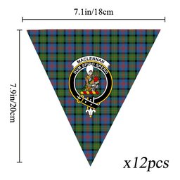 ScotsTee Shop Scottish MacLennan Ancient Crest Tartan Triangle Flags Tartan Bunting, Pennants (12pcs)