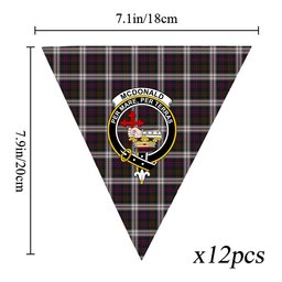 ScotsTee Shop Scottish McDonald Dress Crest Tartan Triangle Flags Tartan Bunting, Pennants (12pcs)