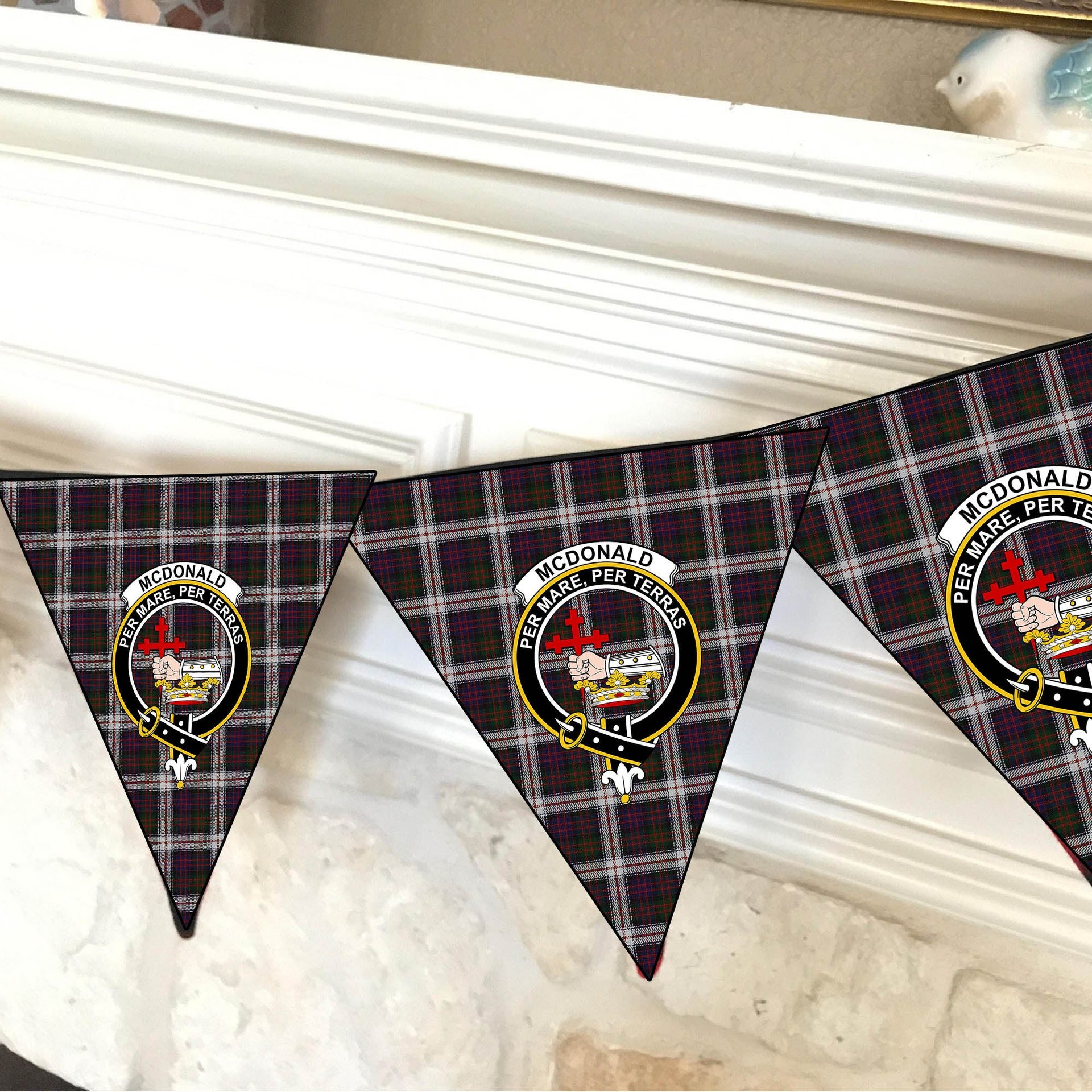 ScotsTee Shop Scottish McDonald Dress Crest Tartan Triangle Flags Tartan Bunting, Pennants (12pcs)