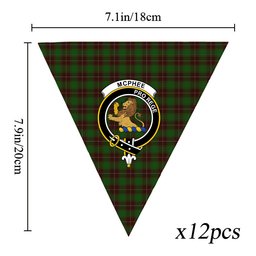 ScotsTee Shop Scottish McPhee Hunting Crest Tartan Triangle Flags Tartan Bunting, Pennants (12pcs)