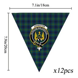 ScotsTee Shop Scottish Johnstone Originaux Modern Clan Crest Tartan Triangle Flags Tartan Bunting, Pennants (12pcs)