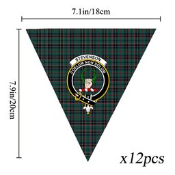 ScotsTee Shop Scottish Stevenson Modern Crest Tartan Triangle Flags Tartan Bunting, Pennants (12pcs)