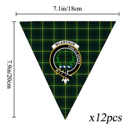 ScotsTee Shop Scottish McArthur Modern Crest Tartan Triangle Flags Tartan Bunting, Pennants (12pcs)