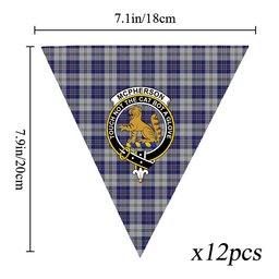 ScotsTee Shop Scottish McPherson Dress Blue Crest Tartan Triangle Flags Tartan Bunting, Pennants (12pcs)