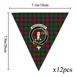ScotsTee Shop Scottish MacCulloch Crest Tartan Triangle Flags Tartan Bunting, Pennants (12pcs)