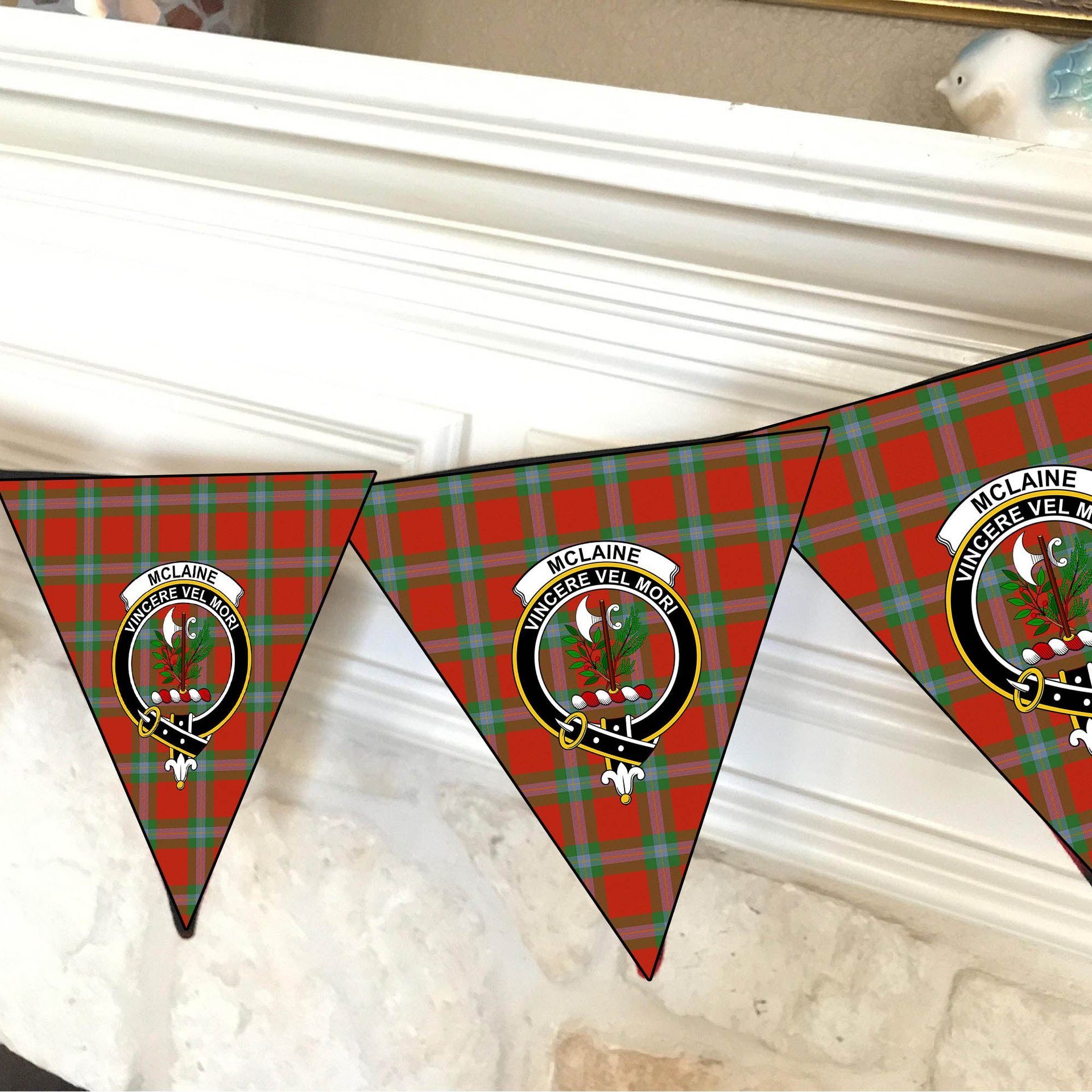 ScotsTee Shop Scottish McLaine of Loch Buie Ancient Crest Tartan Triangle Flags Tartan Bunting, Pennants (12pcs)