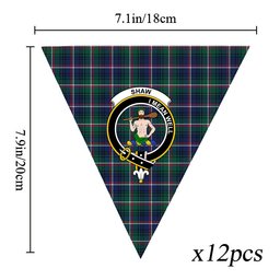 ScotsTee Shop Scottish Shaw of Carolina Modern Crest Tartan Triangle Flags Tartan Bunting, Pennants (12pcs)