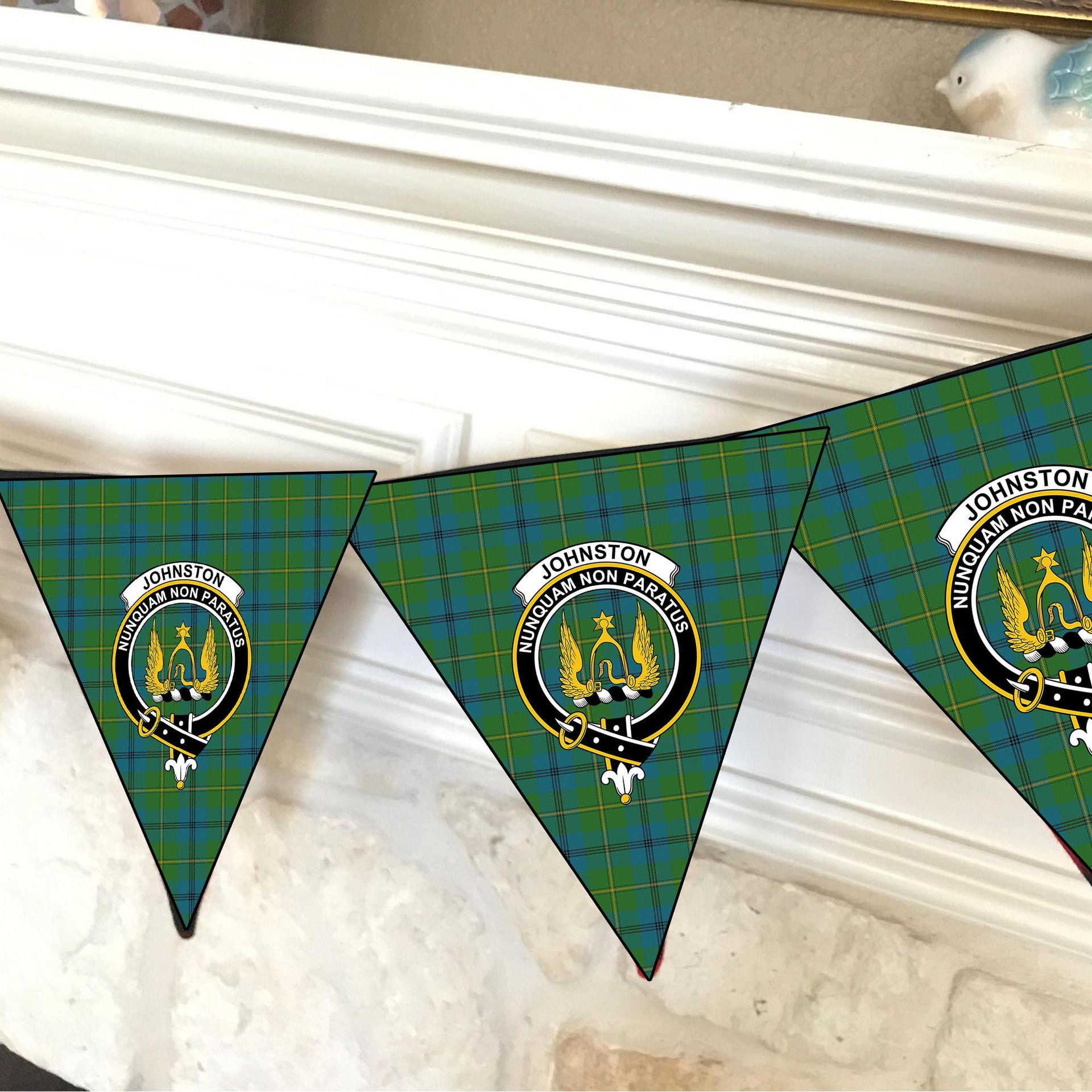 ScotsTee Shop Scottish Johnstone Ancient Crest Tartan Triangle Flags Tartan Bunting, Pennants (12pcs)