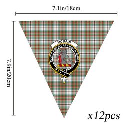 ScotsTee Shop Scottish McBain Dress Ancient Crest Tartan Triangle Flags Tartan Bunting, Pennants (12pcs)