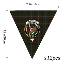ScotsTee Shop Scottish MacKinnon Hunting 3 Crest Tartan Triangle Flags Tartan Bunting, Pennants (12pcs)
