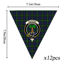 ScotsTee Shop Scottish MacEwen Clans Originaux Crest Tartan Triangle Flags Tartan Bunting, Pennants (12pcs)