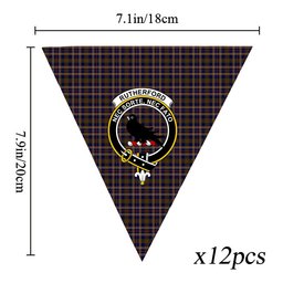ScotsTee Shop Scottish Rutherford Simon Travis Alan Hunting Crest Tartan Triangle Flags Tartan Bunting, Pennants (12pcs)