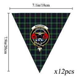 ScotsTee Shop Scottish MacLeod of Skye Modern Crest Tartan Triangle Flags Tartan Bunting, Pennants (12pcs)