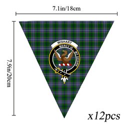 ScotsTee Shop Scottish Wishart Hunting SC Crest Tartan Triangle Flags Tartan Bunting, Pennants (12pcs)