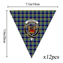 ScotsTee Shop Scottish Johnston Timothy Crest Tartan Triangle Flags Tartan Bunting, Pennants (12pcs)
