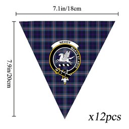 ScotsTee Shop Scottish Nevoy Crest Tartan Triangle Flags Tartan Bunting, Pennants (12pcs)