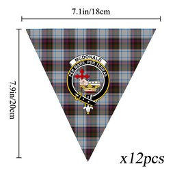 ScotsTee Shop Scottish McDonald Dress Ancient Crest Tartan Triangle Flags Tartan Bunting, Pennants (12pcs)