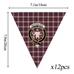 ScotsTee Shop Scottish MacFarlane Dress Crest Tartan Triangle Flags Tartan Bunting, Pennants (12pcs)