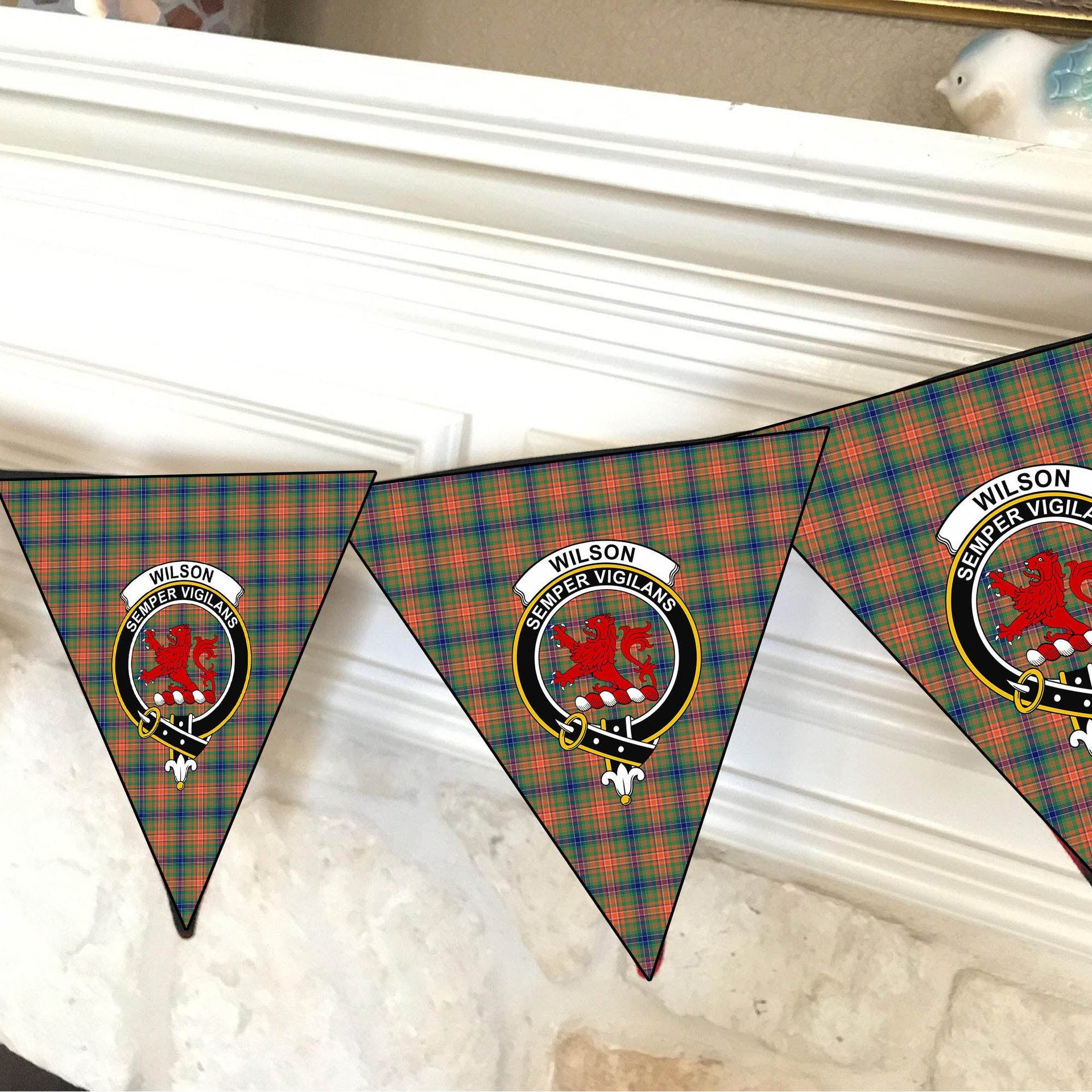 ScotsTee Shop Scottish Wilson Ancient Crest Tartan Triangle Flags Tartan Bunting, Pennants (12pcs)
