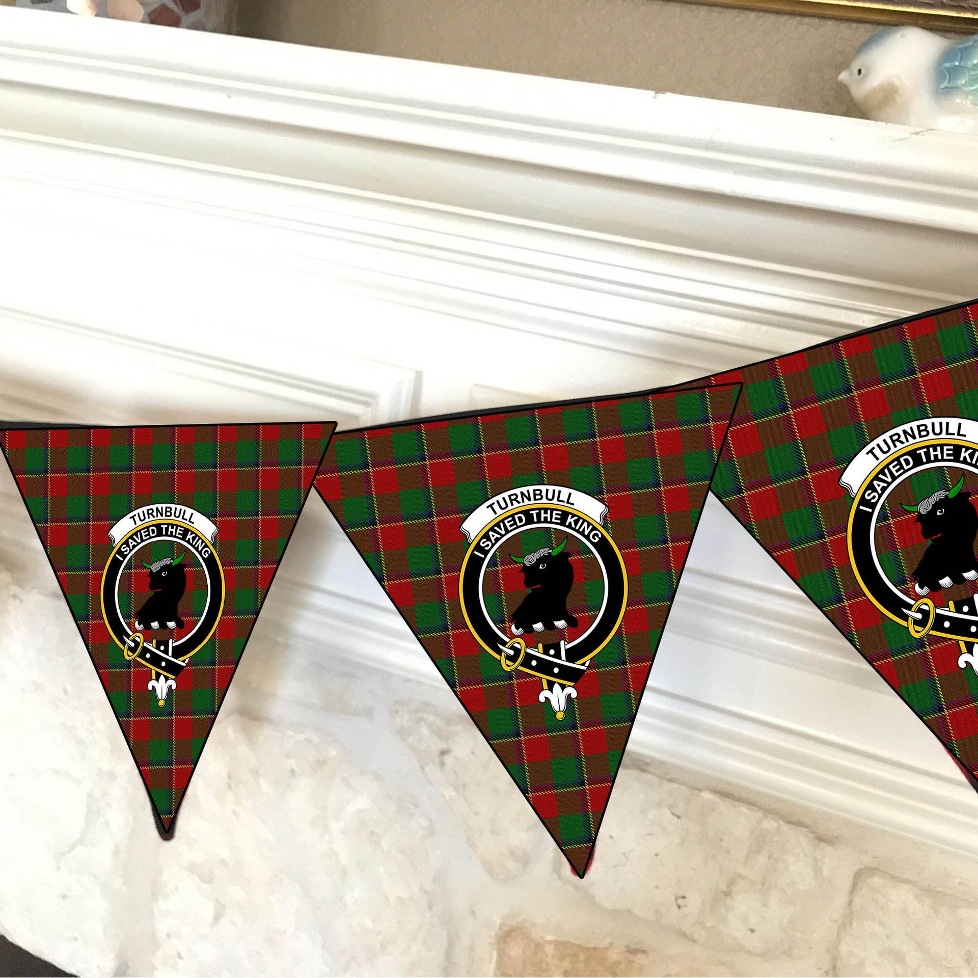 ScotsTee Shop Scottish Turnbull Dress Crest Tartan Triangle Flags Tartan Bunting, Pennants (12pcs)