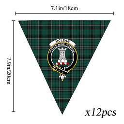 ScotsTee Shop Scottish McLean of Duart Hunting Modern Crest Tartan Triangle Flags Tartan Bunting, Pennants (12pcs)