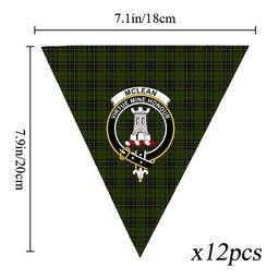 ScotsTee Shop Scottish McLean Hunting Crest Tartan Triangle Flags Tartan Bunting, Pennants (12pcs)