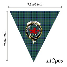 ScotsTee Shop Scottish Young Melvina Modern Crest Tartan Triangle Flags Tartan Bunting, Pennants (12pcs)